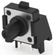 Short-stroke pushbutton, Form A (N/O), 50 mA/24 VDC, unlit , actuator (black, L 7.2 mm), 1.56 N, THT