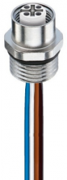 Socket, M12, 4 pole, solder connection, screw locking, straight, 45740