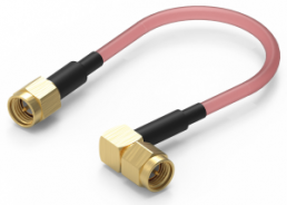 Coaxial cable, SMA plug (angled) to SMA jack (straight), 50 Ω, RG-58C/U, grommet black, 304.8 mm, 65503603230501