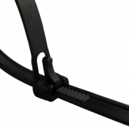 Cable tie, releasable, polyamide, (L x W) 300 x 7.6 mm, bundle-Ø 80 mm, black, -40 to 85 °C