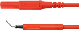 Measuring lead with (spring clamp, straight) to (4 mm plug, spring-loaded, straight), 1 m, red, PVC, 1.0 mm², CAT II