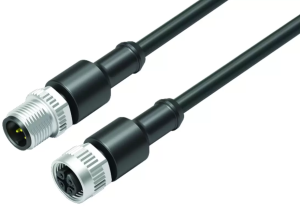 Sensor actuator cable, M12-cable plug, straight to M12-cable socket, straight, 5 pole, 2 m, PUR, black, 4 A, 79 5002 20 05
