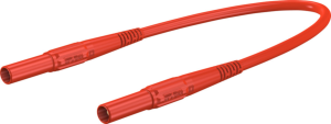 Measuring lead with (4 mm plug, spring-loaded, straight) to (4 mm plug, spring-loaded, straight), 1 m, red, PVC, 2.5 mm², CAT IV