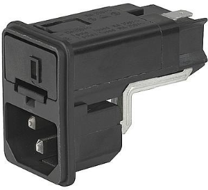 Combination element C14, 3 pole, snap-in, plug-in connection, black, 4303.0063