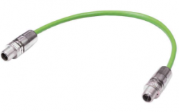 Sensor actuator cable, M12-cable plug, straight to M12-cable plug, straight, 8 pole, 15 m, PUR, green, 21330505805150