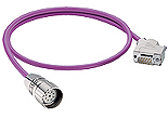 Sensor actuator cable, D-Sub-Cable plug, angled to M23-cable socket, straight, 9 pole, 0.3 m, PUR, purple, 9076