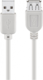 USB 2.0 extension line, USB plug type A to USB socket type A, 0.3 m, gray