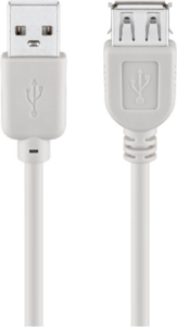 USB 2.0 extension line, USB plug type A to USB socket type A, 0.3 m, gray
