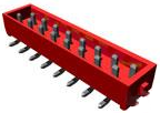 Pin header, 10 pole, pitch 1.27 mm, straight, red, 1-338728-0