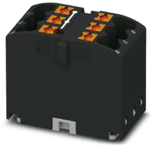 Distribution block, push-in connection, 0.14-4.0 mm², 6 pole, 24 A, 6 kV, black, 3273278