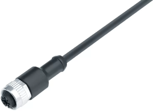 Sensor actuator cable, M12-cable socket, straight to open end, 8 pole, 2 m, PUR, black, 2 A, 77 3430 0000 50708 0200