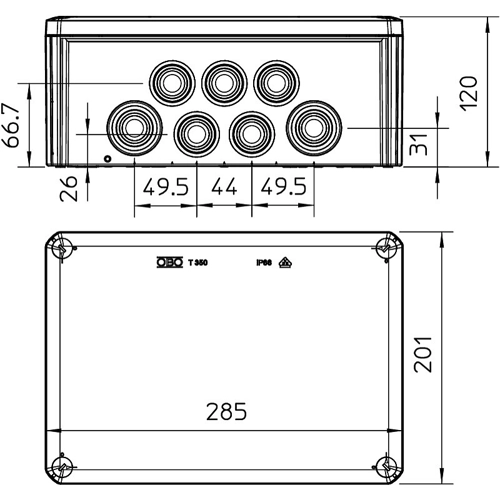 2007125 OBO Bettermann Flush-mounted Boxes, Junction Boxes Image 3
