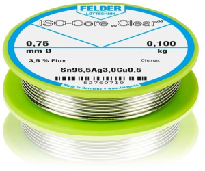 Solder wire, lead-free, SAC (Sn96.5Ag3.0Cu0.5), Ø 0.75 mm, 100 g