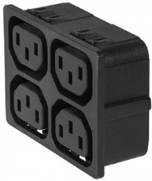 Distribution strip, 4-fold F, snap-in, plug-in connection, black, 3-103-839