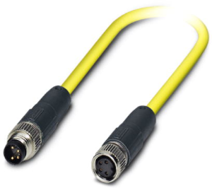 Sensor actuator cable, M8-cable plug, straight to M8-cable socket, straight, 4 pole, 1.5 m, PVC, yellow, 4 A, 1406001