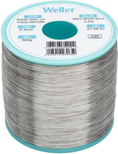 Solder wire, lead-free, SAC (Sn3.0Ag0.5Cu3.5%), Ø 0.3 mm, 500 g
