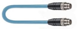 Sensor actuator cable, M12-cable plug, straight to M12-cable plug, straight, 8 pole, 1.3 m, X-FRNC/LSNH, blue, 0.5 A, 15319