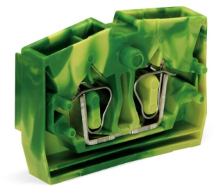 Conductor center terminal, 1 pole, 0.08-2.5 mm², clamping points: 2, green/yellow, cage clamp