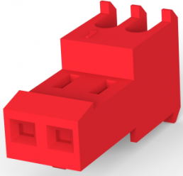 Socket housing, 2 pole, pitch 2.54 mm, angled, red, 3-640620-2