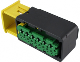 Connector, 15 pole, straight, 2 rows, green, 3-1563878-1