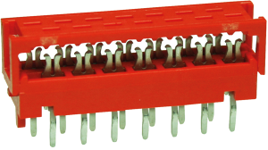 Pin header, 20 pole, pitch 1.27 mm, straight, red, 9-215570-0