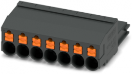Socket header, 7 pole, pitch 6.35 mm, straight, black/orange, 1233102