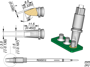 JBC soldering tip, special, R245012/Ø 3.5 mm, pinsoldering tip