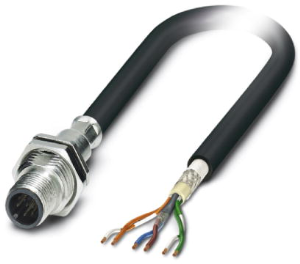 Sensor actuator cable, M12-cable plug, straight to open end, 8 pole, 0.5 m, TPV, black, 2 A, 1429059