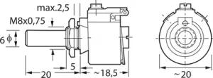 D 20/4W 10% 10K KRAH Potentiometers