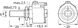 Ceramic wire potentiometer, 10 kΩ, 4 W, linear, solder lug, D 20/4W 10% 10K
