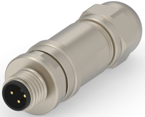 Circular connector, 3 pole, screw connection, screw locking, straight, T4111011031-000