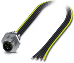 Sensor actuator cable, M12-flange plug, straight to open end, 4 pole, 0.5 m, 12 A, 1411607