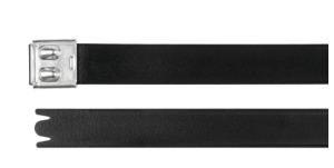 Cable tie, stainless steel, (L x W) 1245 x 16 mm, bundle-Ø 25 to 180 mm, black, -80 to 538 °C