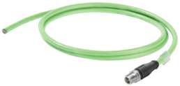 PROFINET cable, M12-plug, straight to open end, Cat 6A, S/FTP, 0.5 m, green