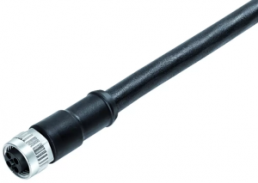 Sensor actuator cable, M12-cable socket, straight to open end, 4 pole, 5 m, PUR, black, 12 A, 77 0630 0000 50704 0500