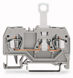 2-wire disconnect terminal block, spring-clamp connection, 0.08-2.5 mm², 2 pole, 10 A, 6 kV, gray, 280-912