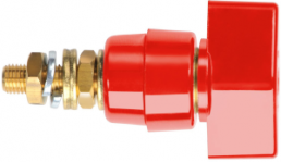Pole terminal, 4 mm, red, 1000 V, 63 A, screw connection, nickel-plated, POL 631 / RT