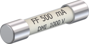 Microfuses 6.3 x 32 mm, 500 mA, FF, 1 kV (DC), 1 kV (AC), 30 kA breaking capacity, 69.0012