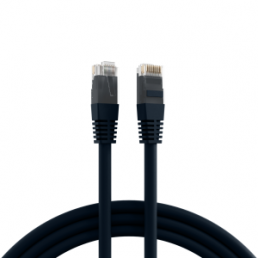 Patch cable, RJ45 plug, straight to RJ45 plug, straight, Cat 5e, U/UTP, PVC, 0.5 m, black