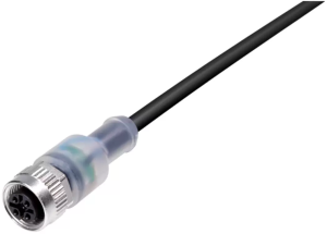Sensor actuator cable, M12-cable socket, straight to open end, 3 pole, 5 m, PUR, black, 4 A, 77 3630 0000 50003-0500