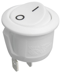Rocker switch, white, 1 pole, On-Off, off switch, 12 (4) A/250 VAC, 8 (8) A/250 VAC, IP40, unlit, printed