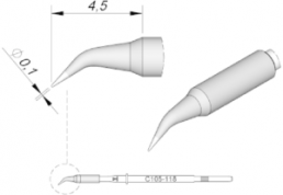 Soldering tip, conical, Ø 0.1 mm, (T) 7.8 mm, C105118