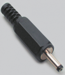 DC plug with bend protection, inner Ø 2.5 mm, outer Ø 5.5 mm, 14 mm shaft length