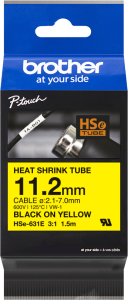 Shrink sleeve cassette, 3:1, 2.1 mm, (L x W) 1.5 m x 11.2 mm, inscribable, black/yellow, HSE-631E
