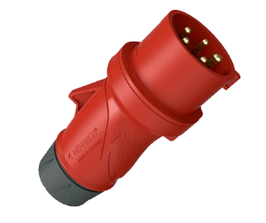 CEE plug, 5-pole, 32 A/400 V, with ErgoCONTACT, IP44, red