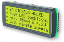LCD text display EA DIP203G-4NLED, black, yellow/green