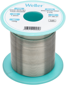 Solder wire, lead-free, Sn0.6Cu0.05Ni3.5, Ø 1 mm, 100 g