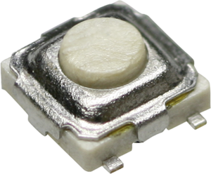 Short-stroke pushbutton, 1 Form A (N/O), 50 mA /12 VDC, unlit , actuator (silver, L 0.4 mm), 2.45 N, SMD