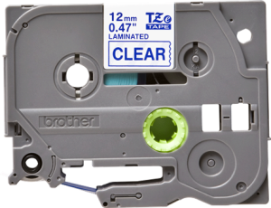 Labelling tape cartridge, 12 mm, tape transparent, font blue, 8 m, TZE-133