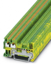 Protective conductor terminal, push-in connection, 0.14-1.5 mm², 3 pole, 6 kV, yellow/green, 3212374